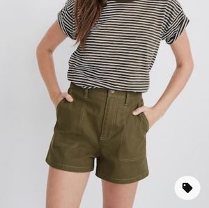 Womens Madewell The Camp Shorts High Waist Khaki Green